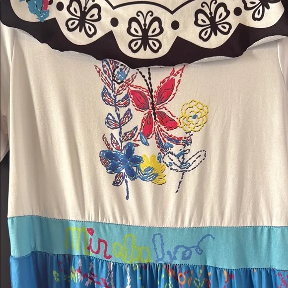 Adult encanto Maribel Floral Dress - White and Blue - Picture 2 of 8